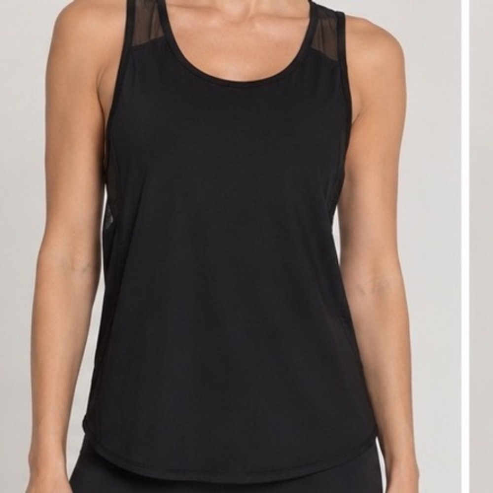 Lululemon Black Mesh Panel Tank Top Sheer Back Athletic Yoga Running No Size